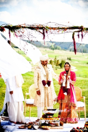 indian-wedding-ceremony-mandap-outdoors-ideas-hot-pink-lengha-nature-1