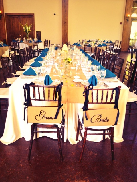 Bride and Groom chairs at the Donovan Pavilion in Vail, Colorado