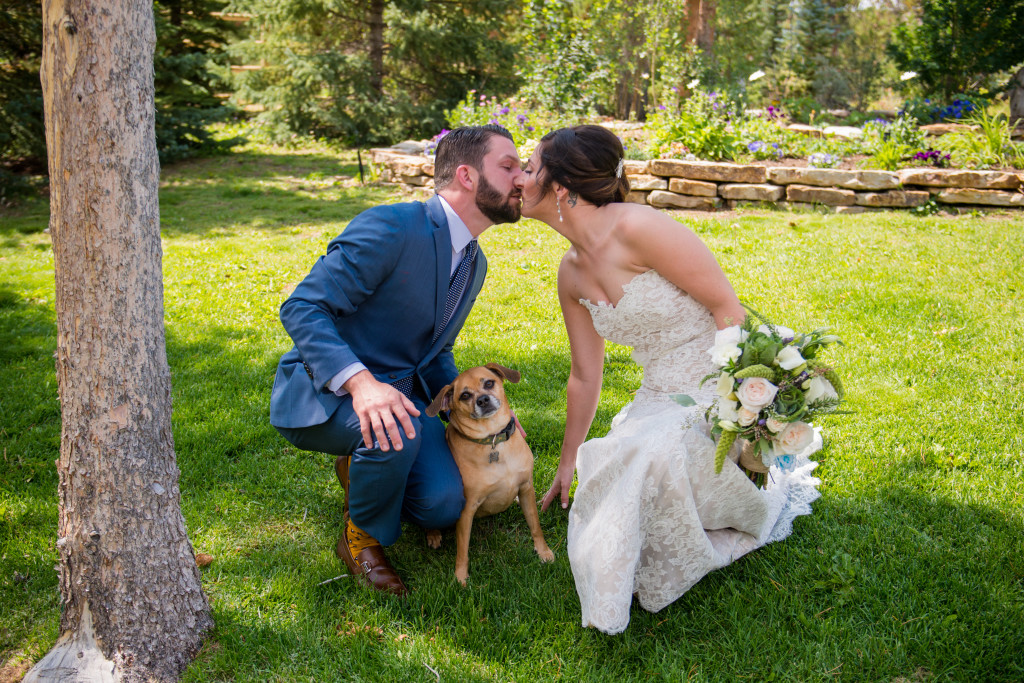Picture of a bride, groom and dog